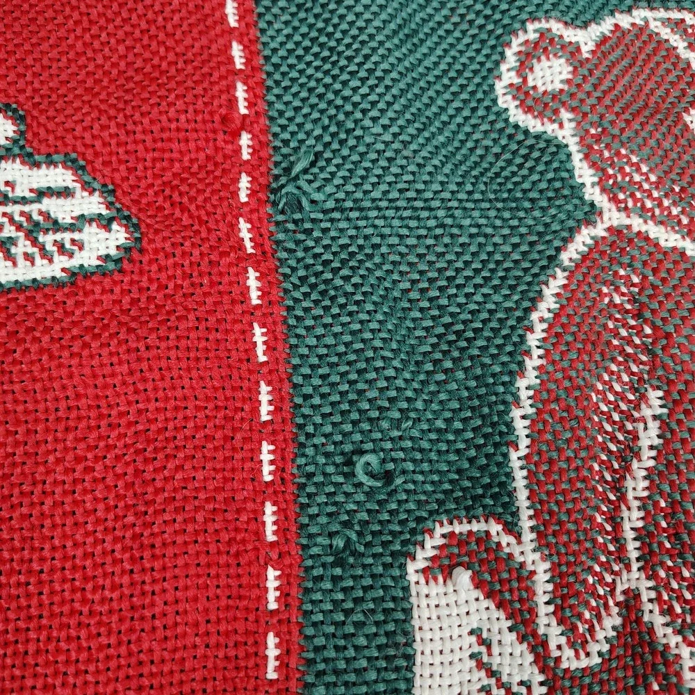Vintage Christmas Holiday Throw Blanket Santa Snowman Tapestry 59